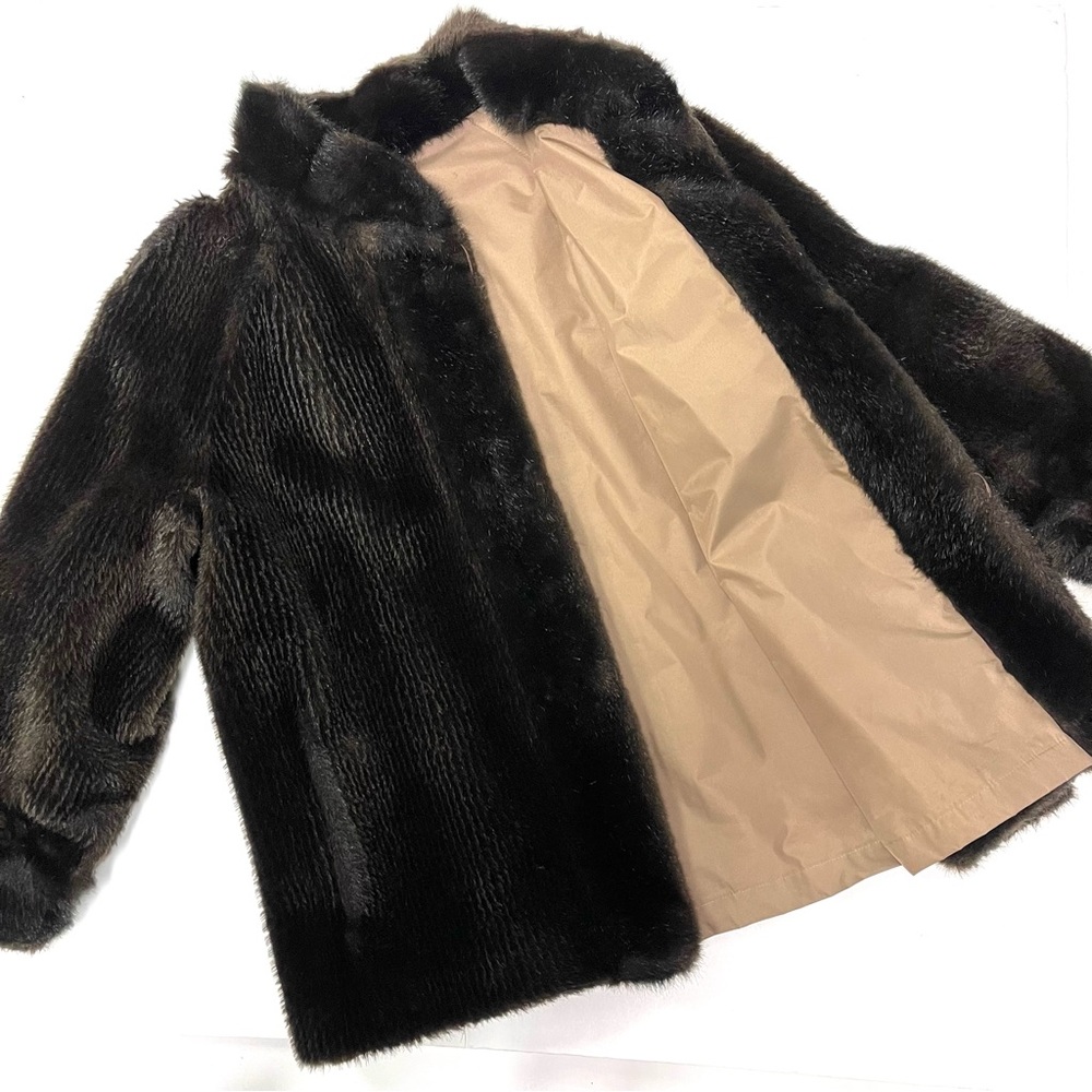 Brown Faux Fur Reversible to Tan Rain Jacket